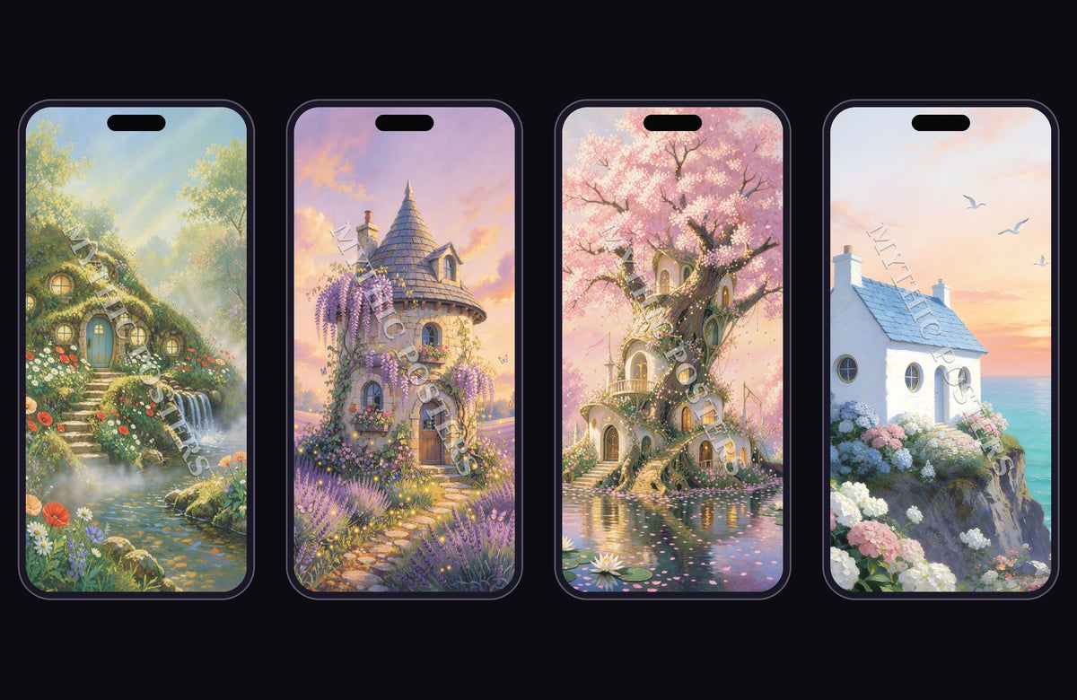 Fantasy Homes Wallpaper Pack: 4 Cosy Phone Wallpapers